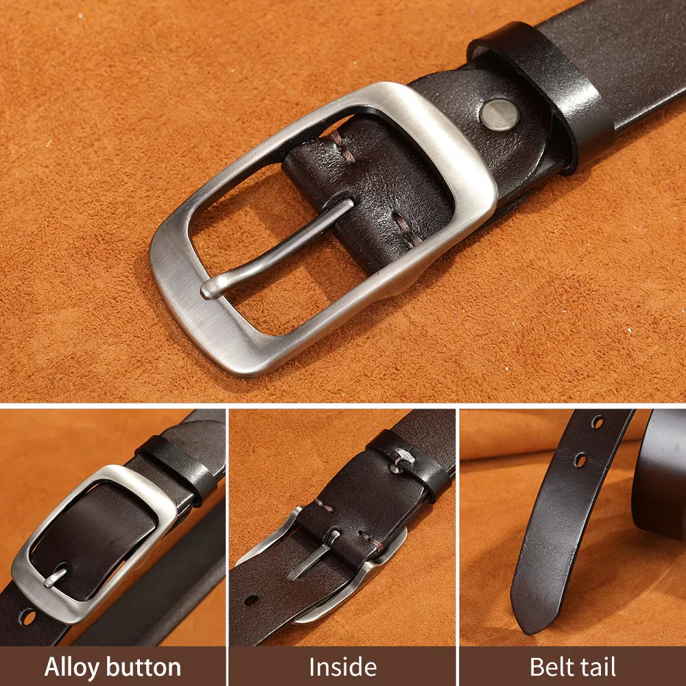 Cinturón de Cuero Genuino para Hombre - Elegancia Clásica y Resistencia 120cm