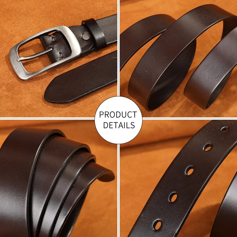 Cinturón de Cuero Genuino para Hombre - Elegancia Clásica y Resistencia 120cm