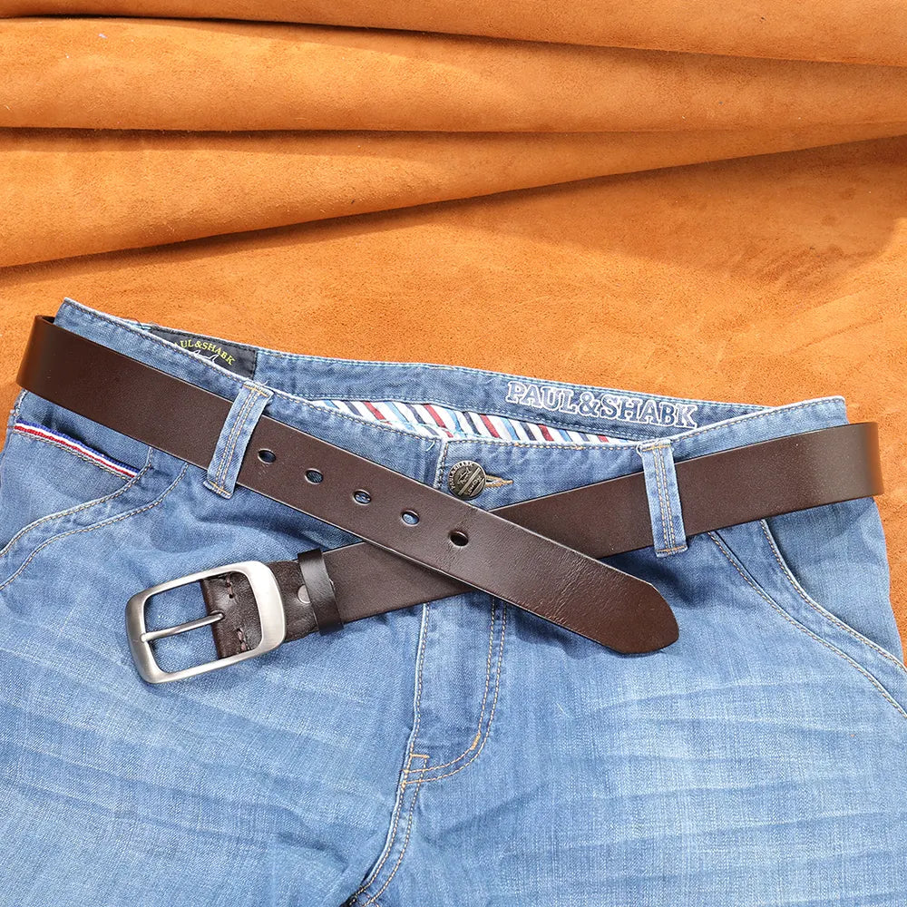 Cinturón de Cuero Genuino para Hombre - Elegancia Clásica y Resistencia 120cm