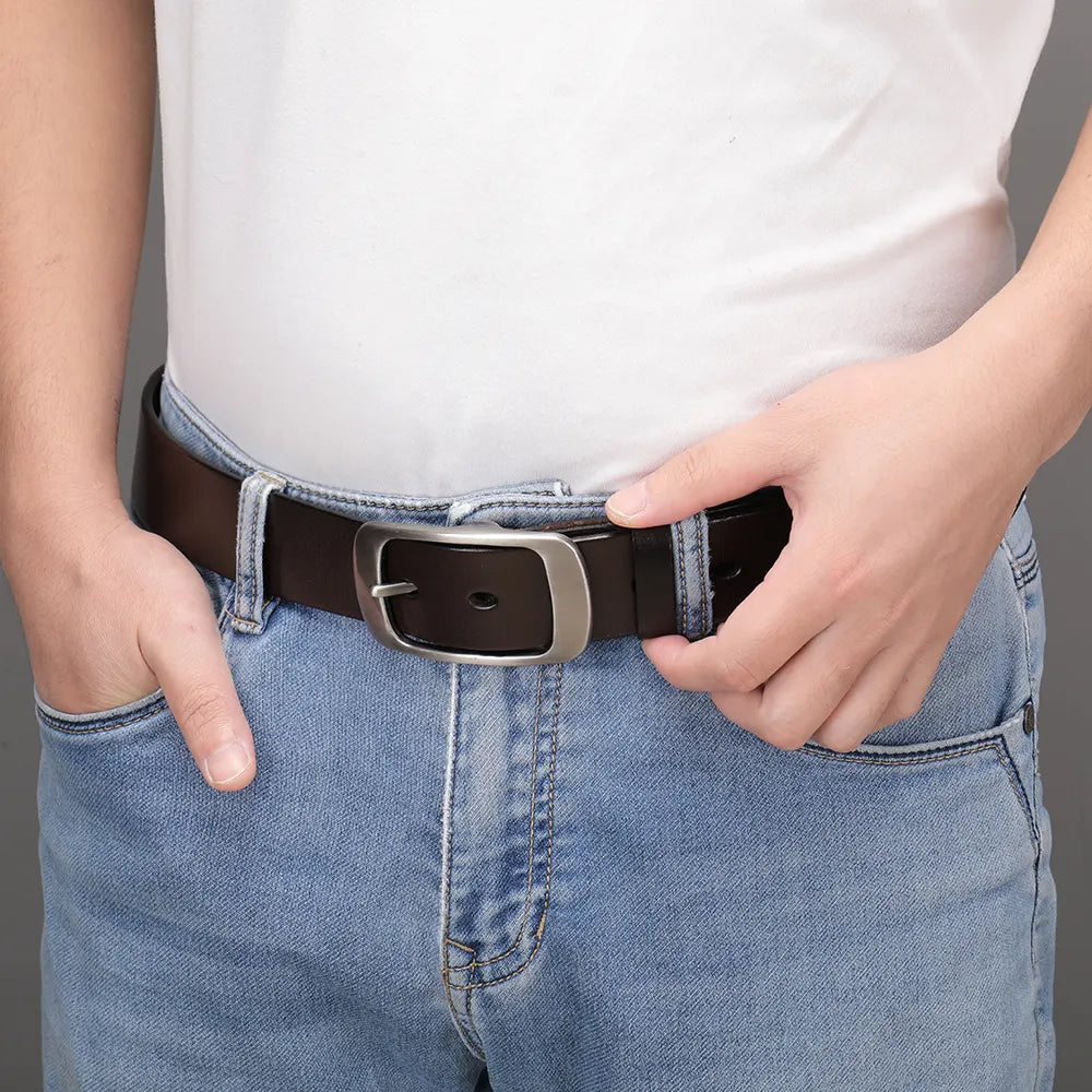 Cinturón de Cuero Genuino para Hombre - Elegancia Clásica y Resistencia 120cm