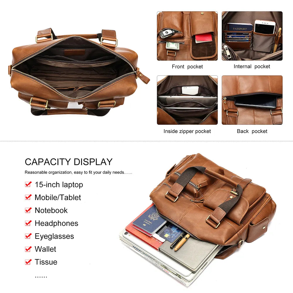 Bolso Ejecutivo “Amanecer” de Cuero Genuino - Donde el estilo y la funcionalidad se cruzan.