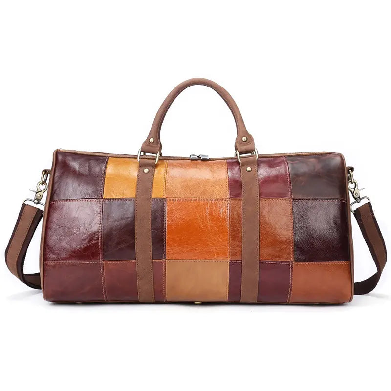 Legado Vintage – Bolso de Viaje Patchwork de Cuero Genuino