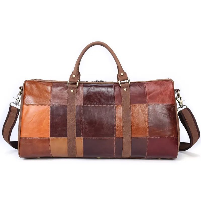 Legado Vintage – Bolso de Viaje Patchwork de Cuero Genuino