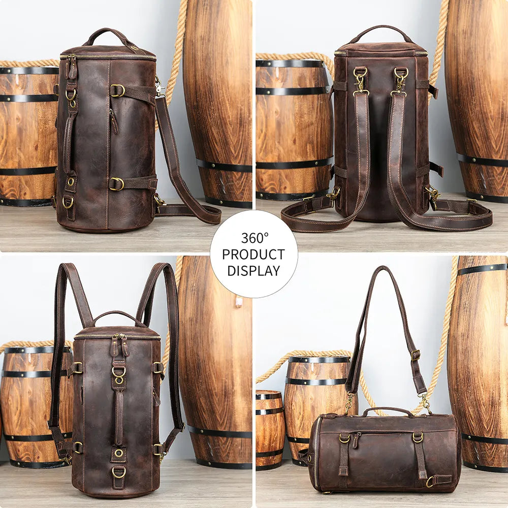 Bolso Barril de Cuero – Compañero de Tus Aventuras Black