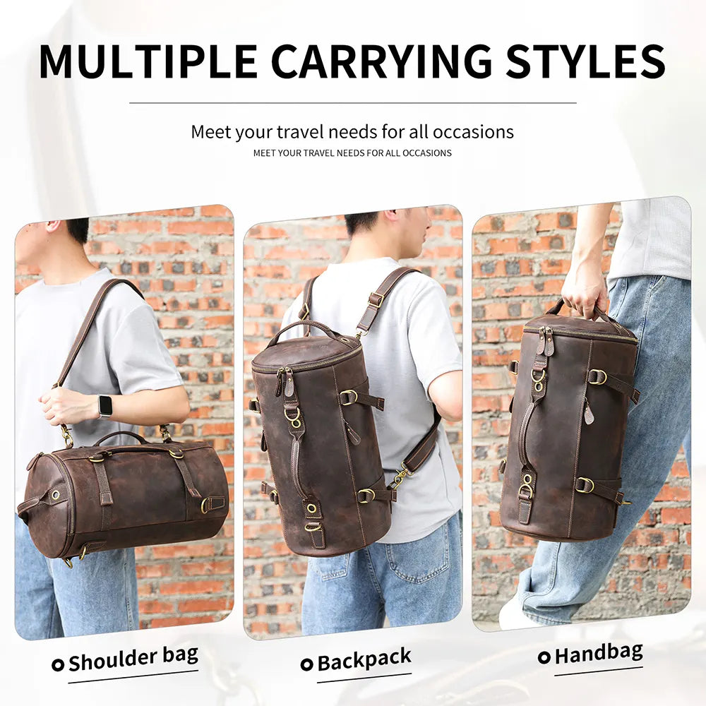 Bolso Barril de Cuero – Compañero de Tus Aventuras Black