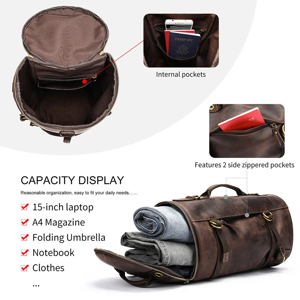 Bolso Barril de Cuero – Compañero de Tus Aventuras Black