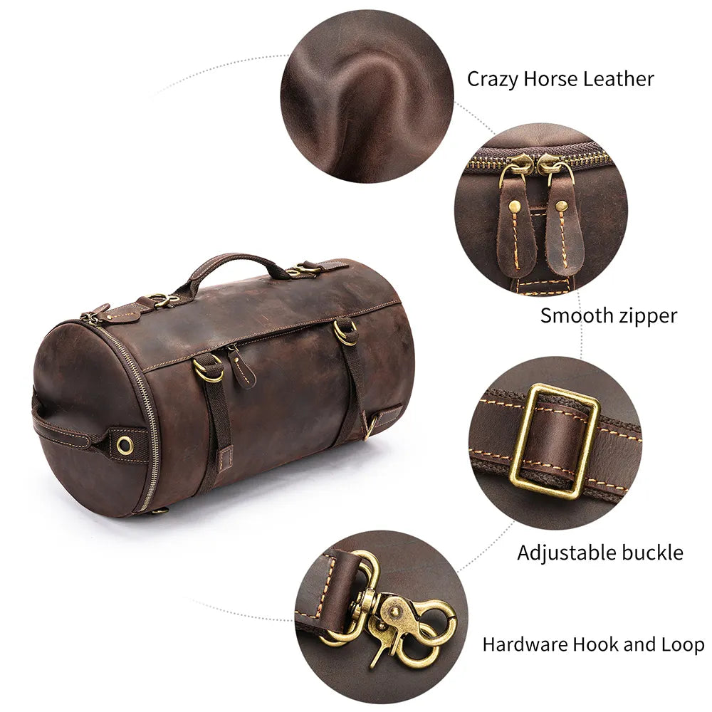 Bolso Barril de Cuero – Compañero de Tus Aventuras Black