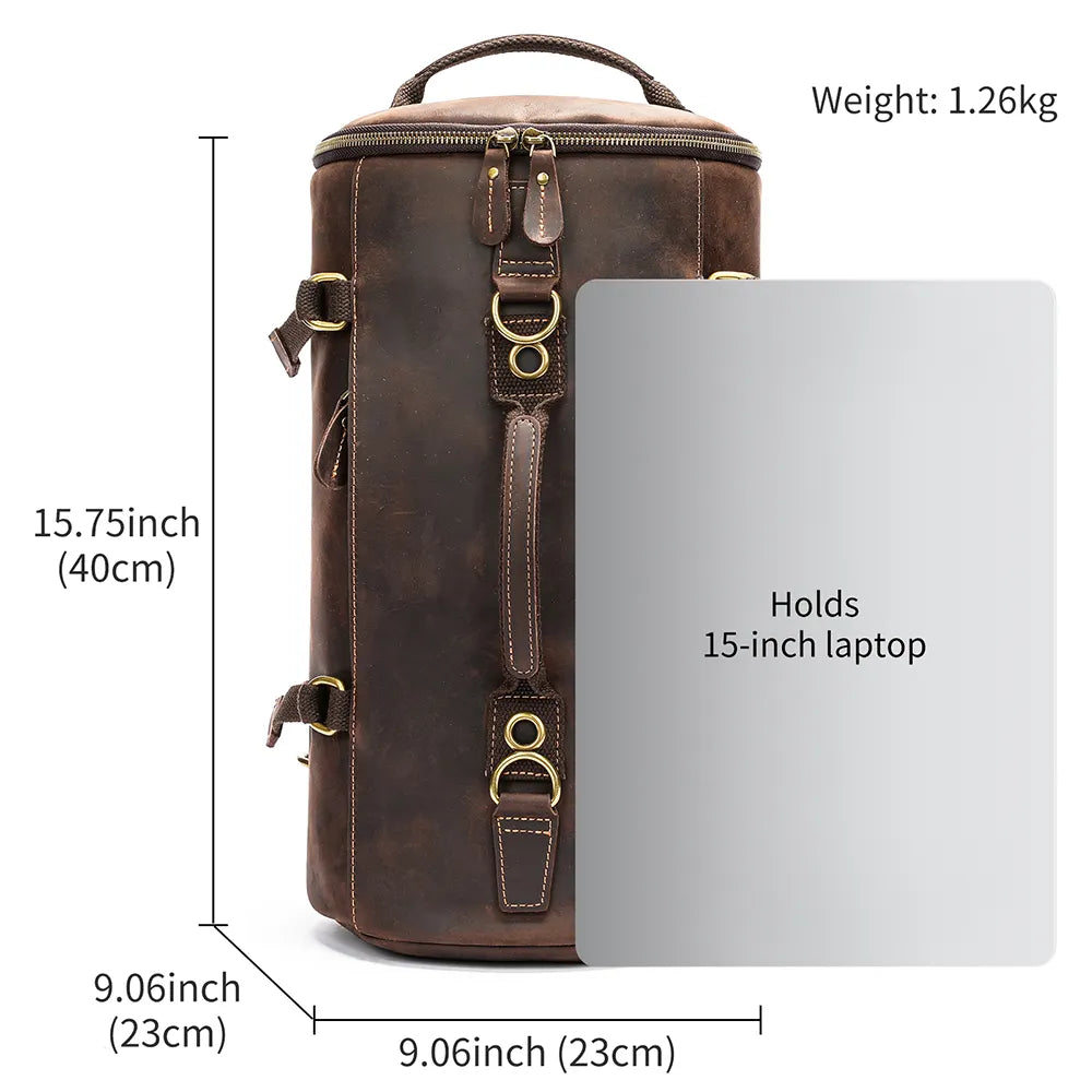 Bolso Barril de Cuero – Compañero de Tus Aventuras Black